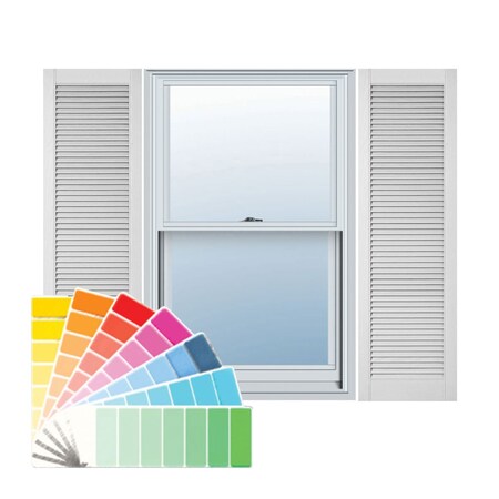 Ekena Millwork Lifetime Vinyl, Custom Straight Top All Louver, Open Louver Shutters, w/Shutter-Loks, LL6C18X05300PG LL6C18X05300PG